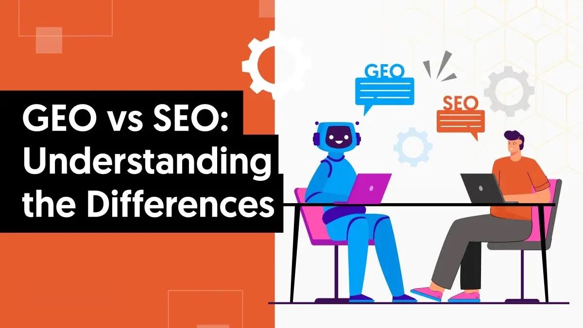یک تصویر وکتوری با ظاهر تفاوت بین SEO و GEO
